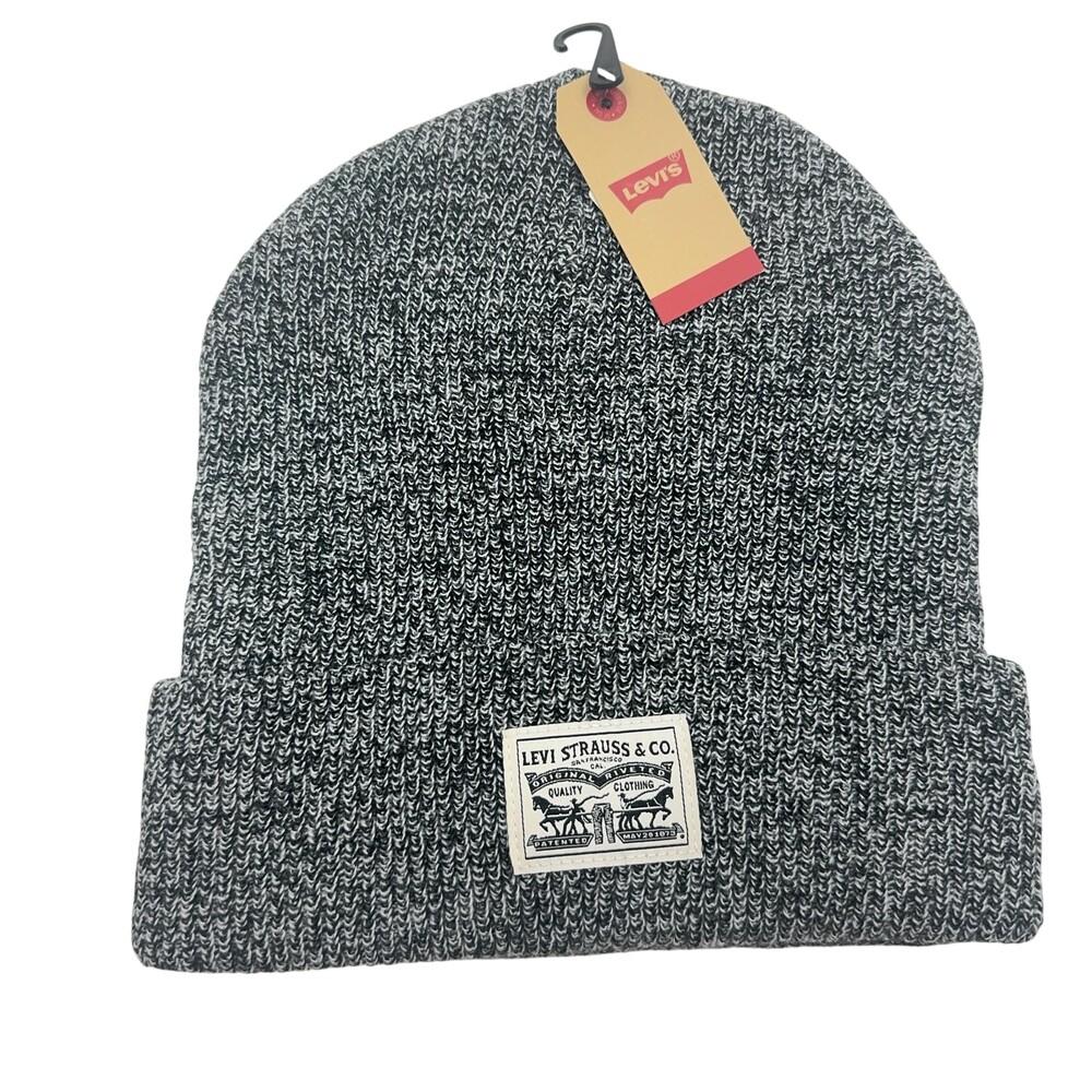 Levi Strauss Cardigan Cardigan Knit Beanie Marl Grey Logo Patch Hat Levi's